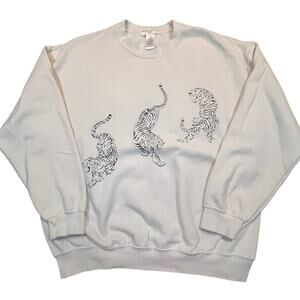 Project Social T x Urban Outfitter Tiger Graphic Sweatshirt L/XL Cream